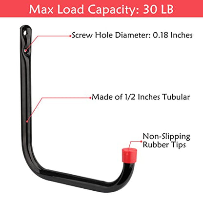8 Pack Heavy Duty Garage Storage Utility Hooks, 6.7Inch Wall Hangers Ladder Hooks for Garden Tool, Bike, Chair, Hose, Outdoor or Indoor 6.7 x 6.7 x 0.5 inches