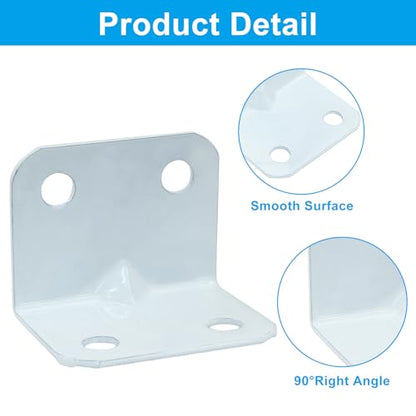 White Metal Corner Bracket, 4 Holes 1x1x1.26inch L Shape Corner Brace, 90 Degree Right Angle Bracket for Wood Shelves Cabinet Furniture - 12Pcs