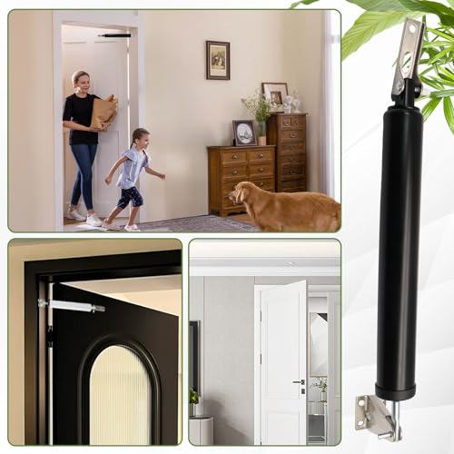 Storm Door Closer Kit with Pneumatic Closer & Latch Set, Complete Screen and Storm Door Hardware Repair Kit, Adjustable Closing Speed (Black) - size: Black - 1 Pack
