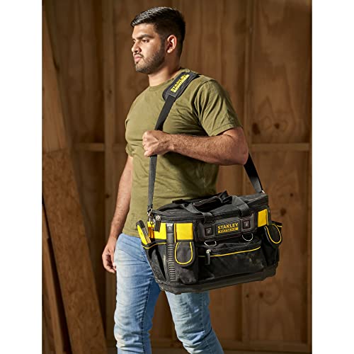 STANLEY FATMAX Round Top Rigid Tool Bag, 18", Quick Tool Access with Wide Opening Zip Design, Multiple Internal and External Pockets, Carry Handle and Shoulder Strap, 20kg Load Capacity, FMST1-70749