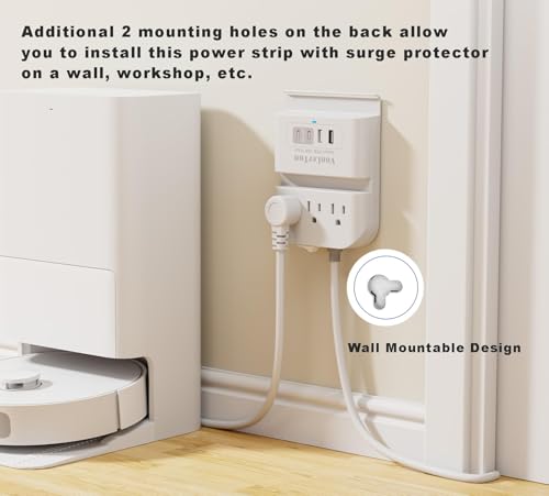 Surge Protector Power Strip Outlet Extender 4 USB Charging Station with Multi Outlet,6FT Flat Plug Extension Cord 3 AC with Overload Protection ETL Certified for Office Home