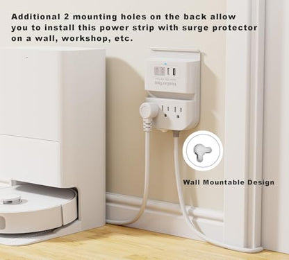 Surge Protector Power Strip Outlet Extender 4 USB Charging Station with Multi Outlet,6FT Flat Plug Extension Cord 3 AC with Overload Protection ETL Certified for Office Home