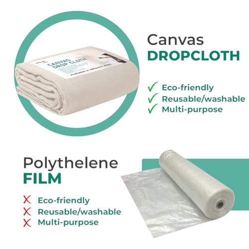 Canvas Drop Cloth for Painting 4x12 feet Pack of 1-8oz Painters Drop Cloths for Painting - All Purpose Canvas Tarps for Floor & Furniture Protection - Recycled Cotton Fabric - size: 4x12 Ft - 1 pc