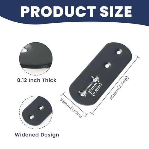 Alise 4 Pcs Flat Straight Brace Brackets Mending Plates Repair Fixing Bracket,100x38mm Stainless Steel Matte Black - color: Matte Black, size: 100mmX38mm
