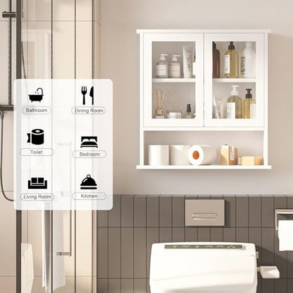 Modern Hanging Bathroom Cabinet, Sturdy Wooden Medicine Cabinet with Buffering Hinge & Anti-Scratch Door, Space-Saving Wall Mounted Over Toilet (Acrylic-Insert Panel Door) - style: Acrylic-Insert Panel Door