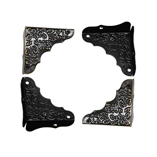 Antique Jewelry Box Lock Latch Hasp Hinges Handle Corner Protectors Kit for DIY Bronze Tone 2 Sets 24Pcs