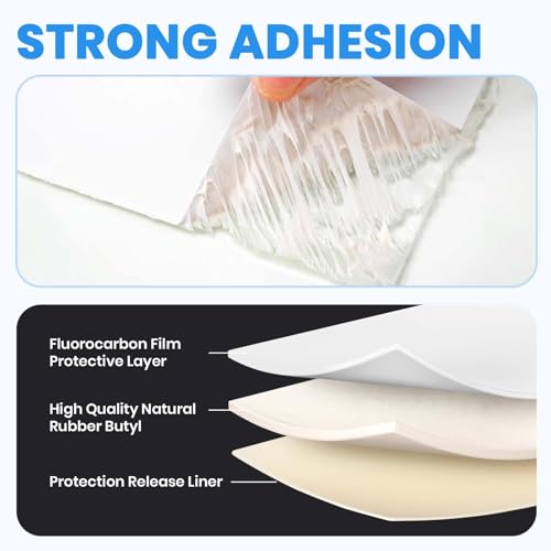 ADHES White Butyl Sealant Tape 6 Inch x 50 FT – Single-Sided Waterproof RV Roof Repair Tape, Leak-Proof Sealant for Camper, Window, Skylight, and Roof Edge - style: 6in x 50ft