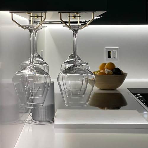14-Inch Gold Wine Glass Rack, Under Cabinet Wine Glass Holder Stainless Steel Stemware Rack - Hanging Stemware Holder for Cabinet Kitchen Bar, Set of 4 - color: Gold, size: 14 Inch 4 Pack