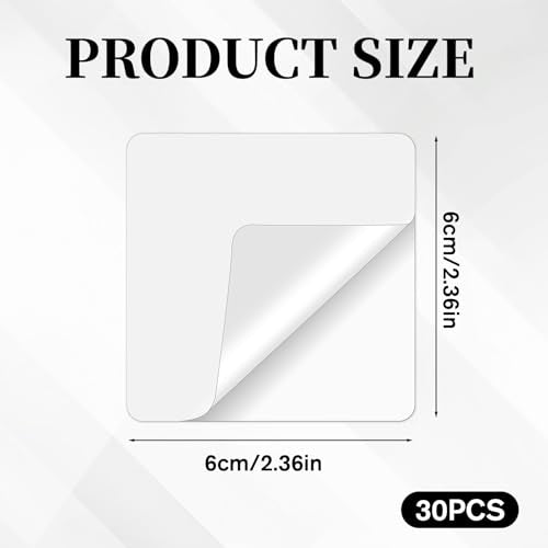 30 Pcs Double Sided Adhesive Pads, 2.4" Waterproof Adhesive for Shower Clear Mounting Square Heavy Duty Wall Adhesives for DIY Craft Home Office Photos Wall Patch