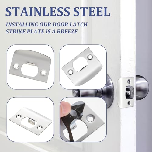 12Pcs Deadbolt Strike Plate Stainless Steel Deadbolt Covers Standard Door Lock Latch Restorer Spacer Door Reinforcement Kit for Home Office Doors Frame Repair