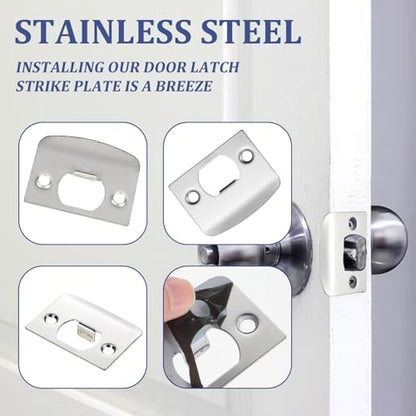 12Pcs Deadbolt Strike Plate Stainless Steel Deadbolt Covers Standard Door Lock Latch Restorer Spacer Door Reinforcement Kit for Home Office Doors Frame Repair