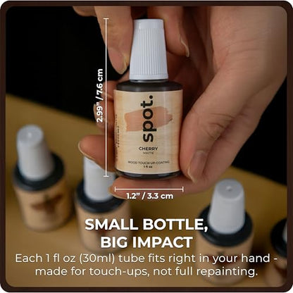 Dark Brown Wood Stain Repair Kit, Brush-On Touch-Up Stain Bottles, Provincial, Dark Walnut, Ebony, Red Mahogany, Interior and Exterior Wood, 4 fl oz Total by spot. - color: Dark Brown