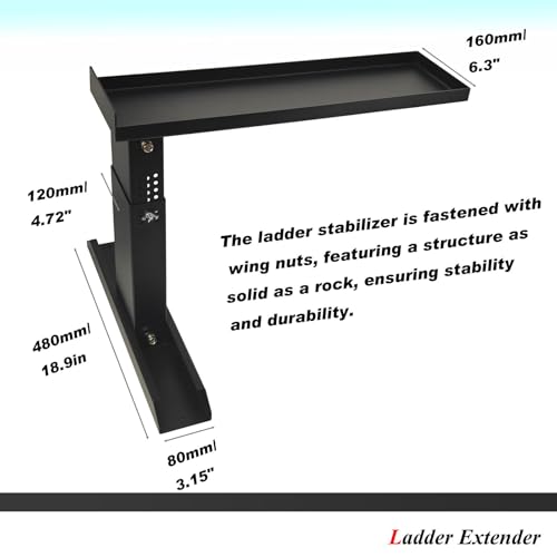 Heavy Duty Ladder Extender Pro & Stabilizer Adjustable Height 9.53" - 19", Compatible with Single & Extension Ladders Stair Ladder Leveler with Anti-Slip, Ideal for Home