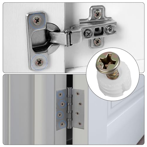 25 Pcs Plastic Dowel Inserts and Mounting Screws for Hinges Plastic Dowels Pre-Inserted Nuts Furniture Fittings for Cabinet Door Connections