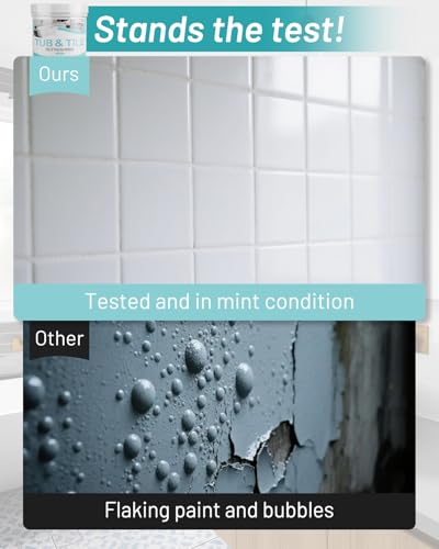 Tile Paint, 35oz Tub and Tile Paint Refinishing Kit with Tools and Hardener, Easy to Use for Countertop Bathroom Bathtub Kitchen Sink, Semi-Gloss White, Low Odor，50-55sq.ft - size: 35 Fl Oz (Pack of 1)