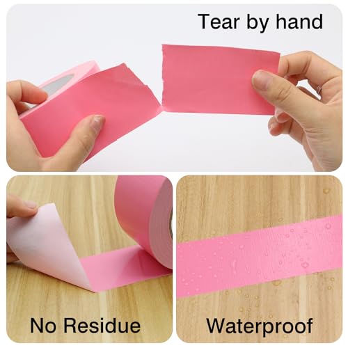 Heavy Duty Duct Tape 3 Inch X 33 Yards, 8.5 Mil Thickness, Multi Purpose Pink Duct Tape, No Residue, Waterproof and Tear by Hand - for Repairs, Industrial, Professional Use - color: Pink, size: 3 inch X 33 Yards