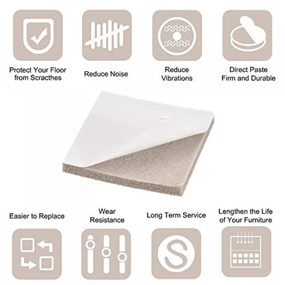 uxcell Felt Furniture Pads Self Adhesive Square Furniture Felt Pads, Anti Scratch Floor Protectors for Furniture Legs Hardwood Floor 1.5 Inch x 1.5 Inch Beige 16pcs - size: 1.5 Inch x 1.5 Inch