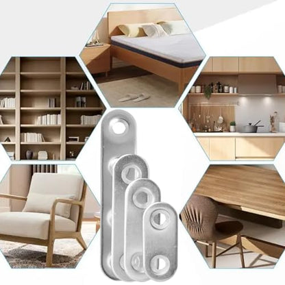 10set Stainless Steel Brace Bracket with Screws Repairing Fixing Connection Plate Flat Straight Furniture Corner Brackets (46x16mm) - color: 46x16mm