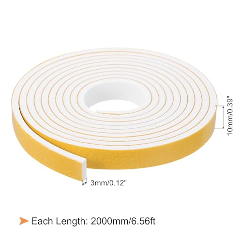 uxcell 1 Roll Foam Weather Stripping, 3/8" Wide X 1/8" Thick X 6.56 Ft Door Seal Strip Adhesive Foam Tape White Insulation Strip for Door Window - size: 3/8"x 1/8"x 6.56 Ft