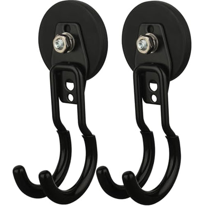 MUTUACTOR Upgraded Magnetic Hooks Heavy Duty,20lbs 2PCS Magnetic Mounting Garage Utility Magnet Hook for Hanging,Anti-Slip Durable Metal J-Hooks Magnetic Hook for Garden Hose Electric Cables Shovels - style: Updated 2.6in Magnet J Black Hooks 2PCS