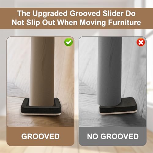 Upgraded Felt Furniture Sliders for Hardwood Floors - 4 PCS 5" Heavy Duty Furniture Movers Sliders with Unique Groove Design, Easily and Safely Move Any Item - size: 5 inch 4 PCS (Upgrade)