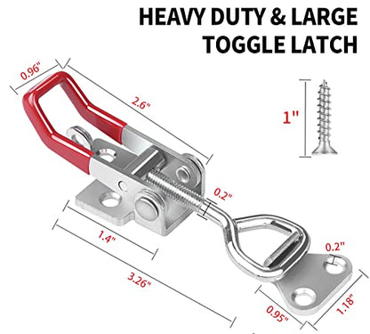 Vicuna R Heavy Duty Toggle Latch Clamp 4002, Adjustable Toggle Clamp Latch With Lock Hole, 550Lbs Holding Capacity Pull Latch for Smoker Lid Jig, Tool Box Case 4Pack (with 20PCS Screws) - style: 4002-4PK