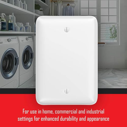 TayMac WMW-B 1-Gang White Smooth Metal Maxi Blank Wall Plate WMW-B, Outlet Cover Wall Plate with Screws, Electrical Outlet Cover Plate for 1 Device - style: White Smooth