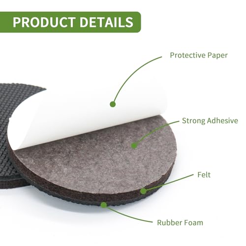 Non Slip Furniture Pads 12 PCS 3'' Round - Anti Slip Furniture Pads - Self Adhesive Rubber Feet Furniture Feet - Chair Leg Floor Protectors - Keep Furniture in Place - size: Round 3 inch 12PACK