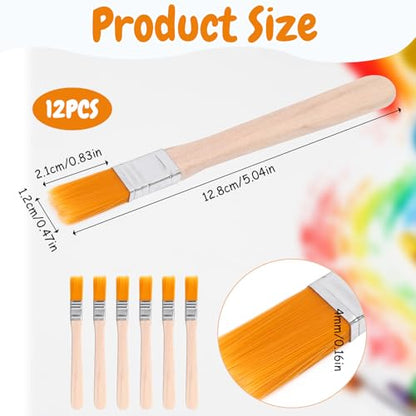 12 Pcs 5 x 0.5 Inch Nylon Flat Wall Paint Brush, Soft Bristle Paint-Brush, Small Paint Brushes for Touch Up, Trim Painting Brush with Wooden Handle, Trim Painting Tool for Walls, Cabinets, Fences