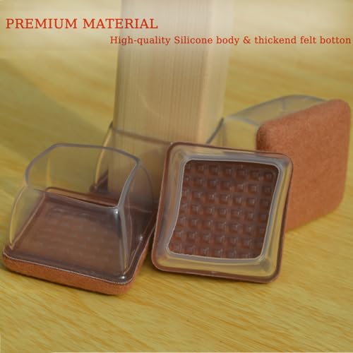8 Pcs Extra Large Chair Leg Floor Protectors - Felt Furniture Pads for Hardwood Floors, Clear Silicone Chair Leg Covers Caps, Furniture Floor Protectors, Prevent Scratches and Noise(Fit 1.4"-1.8") - size: Large
