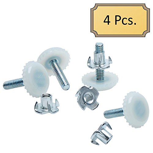 Desunia Medium Duty Nylon Table & Furniture Levelers - 1/4" Threaded Shank w/T-Nuts - 400 Lb. Capacity - Adjusts from 0" to 9/16" - White - 4 Pack - color: White, size: 4