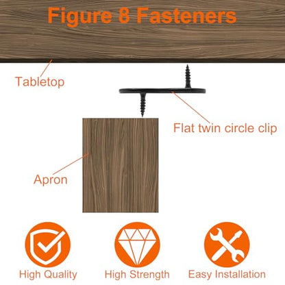 30 PCS Figure 8 Fastener with Screws, Heavy Duty Table Top Fasteners Hardware, Desk Top Fastener for Wood Chair Table Top Repair, Black - color: Black
