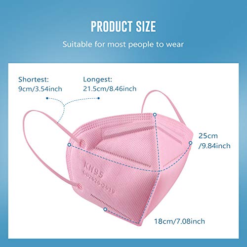 WWDOLL KN95 Face Mask 50 Pack, 5-Layers Breathable KN95 Masks, Pink - color: Pink