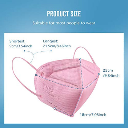 WWDOLL KN95 Face Mask 50 Pack, 5-Layers Breathable KN95 Masks, Pink - color: Pink