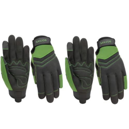 Safety Work Gloves for Men&Women,Utility Working Gloves,Mechanic Gloves,Yard Work Gloves,Performance Fit,Touchscreen - color: 2pairs Green, size: X-Large