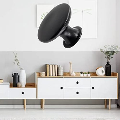 Zorfeter 10 Pcs Flat Black Cabinet Knobs Round Modern Black Drawer Knobs Hardware Pulls Handles for Kitchen Cupboard Dresser, 30mm Diameter - color: Flat Black Cabinet Knobs