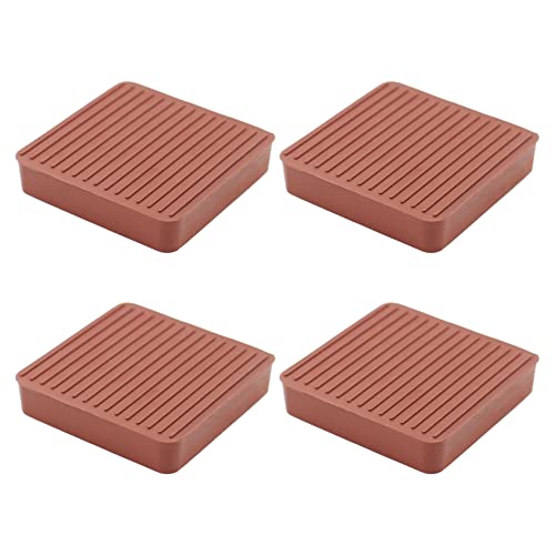 Non Slip Furniture Pads, SAFYY Square Rubber Anti Skid Caster Cups Leg Coasters, Couch, Chair, Feet, and Bed Stoppers with Anti-Sliding Floor Grip, Furniture Floor Protectors - size: 2.5'' Brown 4 Pack