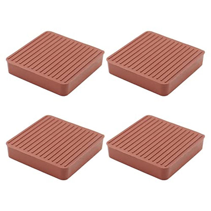 Non Slip Furniture Pads, SAFYY Square Rubber Anti Skid Caster Cups Leg Coasters, Couch, Chair, Feet, and Bed Stoppers with Anti-Sliding Floor Grip, Furniture Floor Protectors - size: 2.5'' Brown 4 Pack