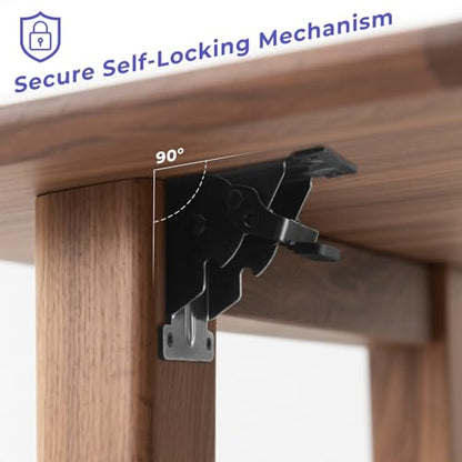 Folding Brackets 4 Packs Heavy Duty Self-Locking Hinge Table Legs Bracket Kit with 40 Screws for DIY Foldable Table, Workbench, Desk, Furniture (4)