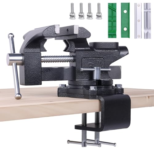 Bench Vise, 6" Jaw Width, Table Vise For Workbench,2-in-1 Multi-Purpose Heavy Duty Bench Vice With Two Multifunctional Jaws, 270° Swivel Base Home Vise for Woodworking, Welding and DIY