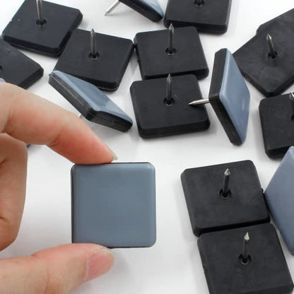 16pcs 1-1/2" (38mm) Nail on Furniture Sliders, Square Teflon Chair Feet Glides, Furniture Feet Glides Chair Leg Floor Protectors, Moving Sliders for Carpet, Cupboard (Grey, Black) - size: 1-1/2 inch (38mm)-16pcs