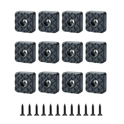Alise 12Pcs Square Rubber Furniture Pads,Rubber Feet Slider Carpet Saver Hardwood Floor Protectors Surface Protection for Chair Table Sofa Couch Leg Caps Non Slip Furniture Grippers,Black,4/5-Inch - color: Black