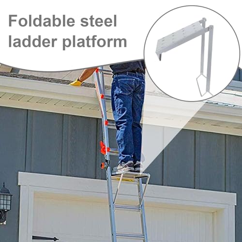 Ladder Tool Shelf - Adjustable Work, Steel Tray Panel, Foldable Storage Support, Multiuse Accessory Attachment | Convenient Organizer Enhancing Efficiency for Mechanics, Painters