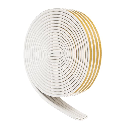 uxcell 65 Ft Weather Stripping Seal Strip for Doors/Window, 1/4 Inch x 3/8 Inch Self Adhesive D Type Foam Sealing Tape, Soundproofing Door Seal Strip White - color: White, size: 65 Ft