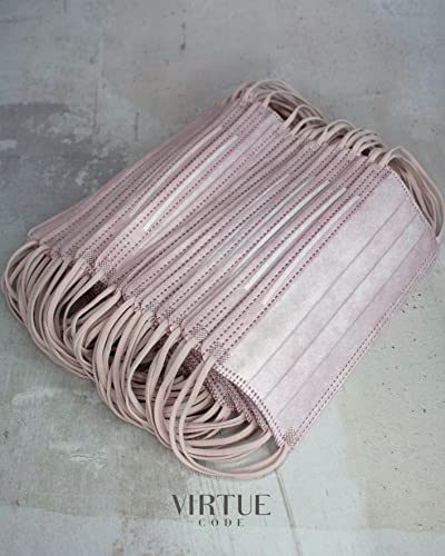VIRTUE CODE On The Go Curved Face Masks - Soft 3 Ply Comfort 50 Disposable Face Masks - color: Pink