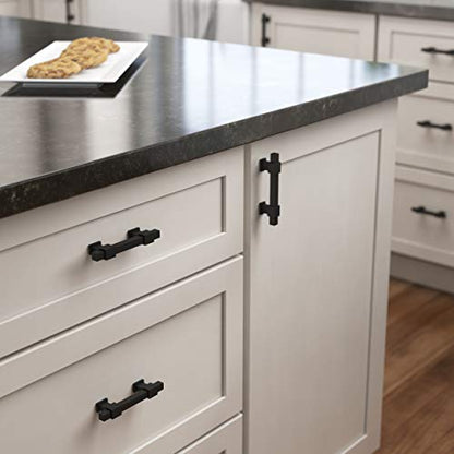 Franklin Brass 5 Pack Matte Black Cabinet Handles Adjustable Drawer Pulls for Kitchen Cabinet Knobs Dressers and Cupboards 1-3/8 to 4 inch (35–102mm) Hole Center | Adjusta-Pull™ - color: Matte Black, size: 1-3/8" to 4"