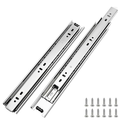 LONTAN Full Extension Ball Bearing Drawer Slides 8 10 12 14 16 18 20 22 24 Inch Heavy Duty Side Mount File Cabinet Rails Dresser Runner Kitchen Cabinet Drawer Glides 100 LB Capacity (16 inch,1 Pair) - color: Silver, size: 16 Inch - Drawer Slide