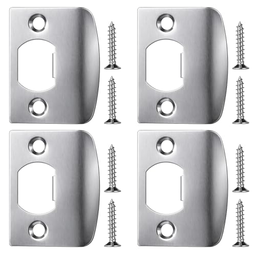 4 Pcs Door Striker Plates Door Latch Plate Stainless Steel Strike Plates for Interior Doors Frame Repair Kit Doors Latch Restorer for Home Office Frame Repair