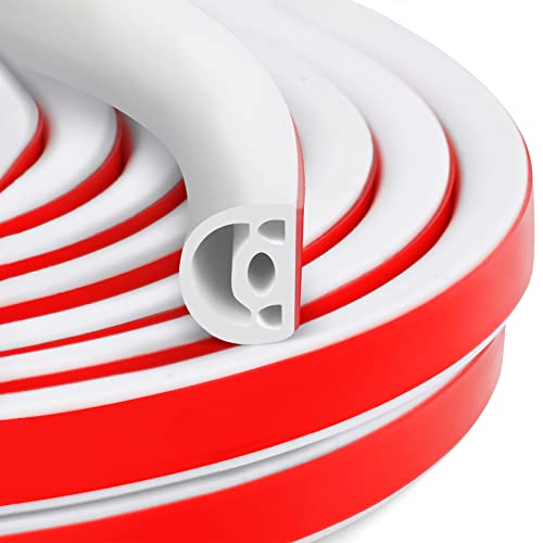 [New Upgrade] 19.7Ft Silicone Door Weather Stripping Door Seal Strip for Doors & Windows, Multi-Layer Soundproof Chamber Design, Self-Adhesive, Seal Large Gaps, Easy to Cut & Install - color: White, size: 9/16" (W) x 15/32" (T) x 19.7' (L)