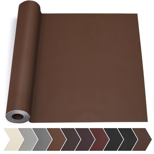Leather Repair Tape, 17 X 79 in Leather Repair Kit for Furniture, Self Adhesive Repairing Patch Large Vinyl Patch Tape for Sofa, Couch, Car Interior, Car Seats(Brown) - color: Brown, size: Litchi Grain 17 x 79 In